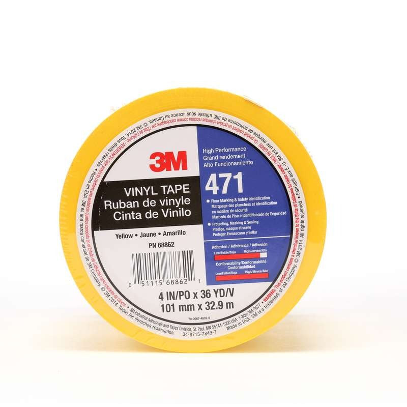 3M 3M 7010335141 Vinyl Tape 471 (4 in x 36 yd, 8 rolls per case)