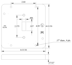MULBERRY METAL PRODUCTS Mulberry Metal Products 11501 4-11/16 in. Sq Raised Cover 1 Toggle (Steel City RSL-9)