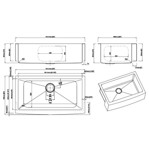 DAKOTA Dakota Plumbing GSM-A3620 Apron Farmhouse Sink Single Bowl