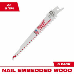 MILWAUKEE Milwaukee 48-00-5035 6in 5 Tpi Reciprocating Saw Blade 50 Pack
