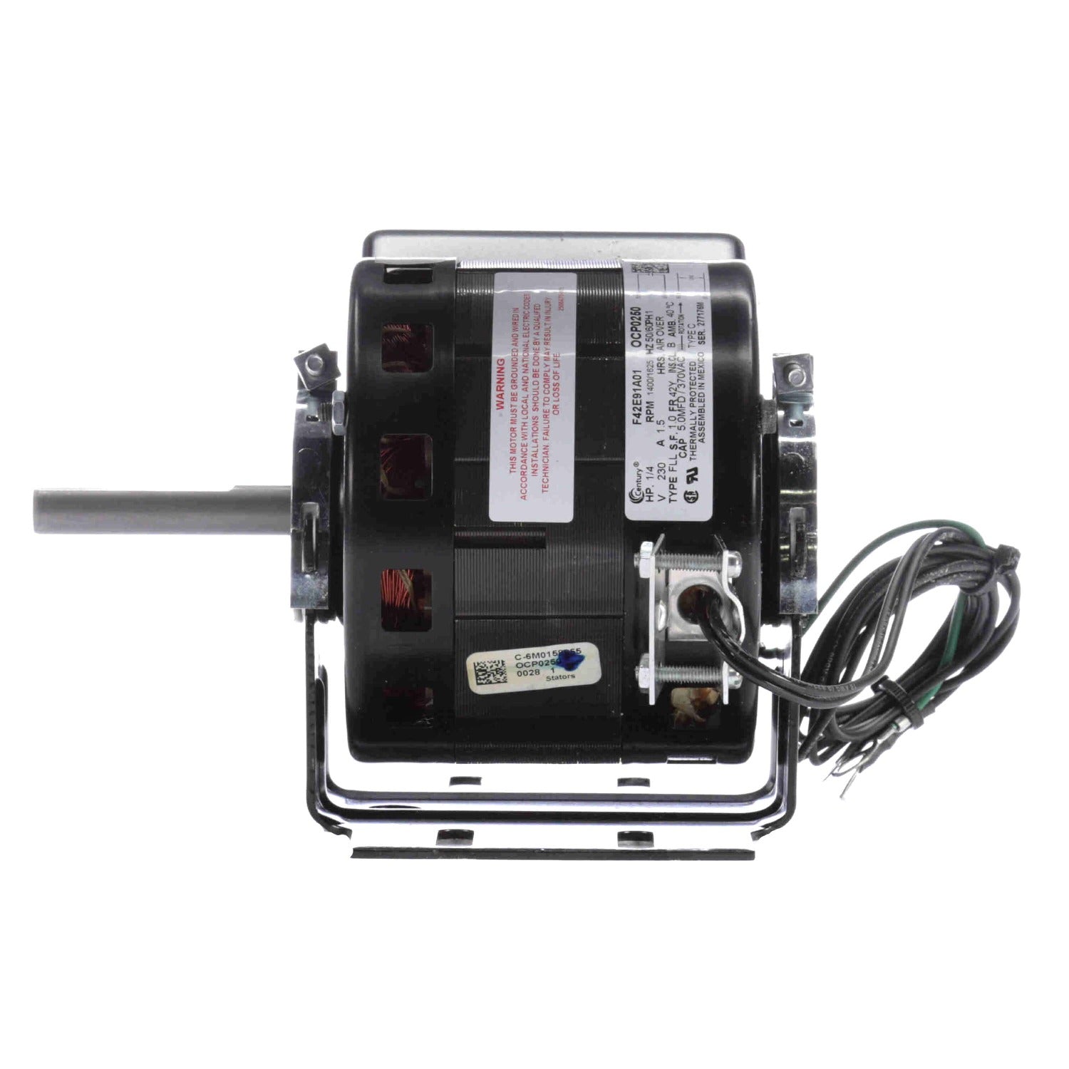 CENTURY Century OCP0250 5 inches 1-Speed Single Shaft Open Fan/Blower Motor 1/4 HP (5 inches) Replaces 050-0250-00, 322P914, 6129