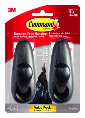 3M 3M FC13-ORB-2ES Large Oil Rubbed Bronze Metal Hooks 2 Pack