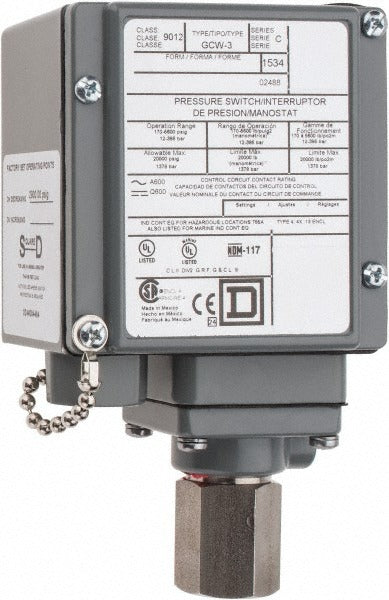 SCHNEIDER ELECTRIC Square D 9012GCW3 Pressure Level Switch 170-5600 Psig