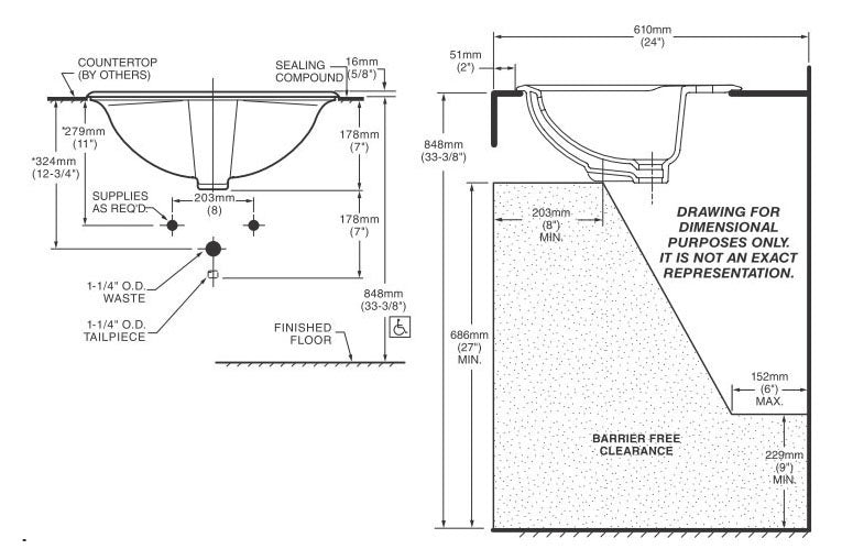 AMERICAN STANDARD American Standard 0475.047.020 Aqualyn 20-3/8 x 17-3/8 Oval Drop-In Bathroom Sink Replacement MPN