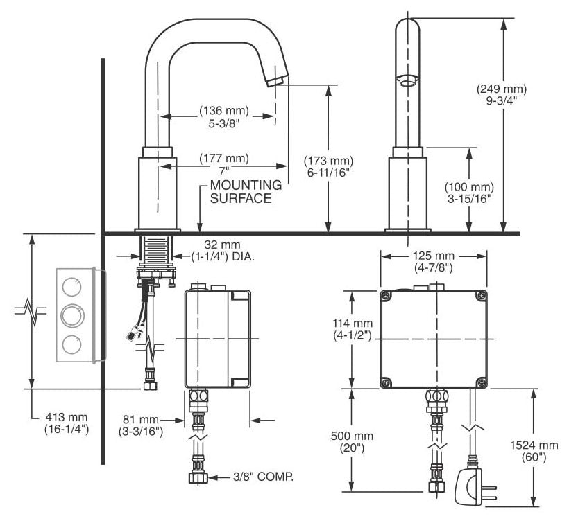 AMERICAN STANDARD American Standard 2064.142.295 9-3/4 H x 6-11/16 Clearance x 5-3/8 Reach 1.5 GPM