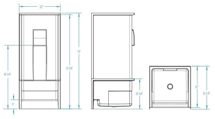 AQUATIC Aquatic 13232P-WH 32 x 33-1/4 x 74 Shower Module Center Drain