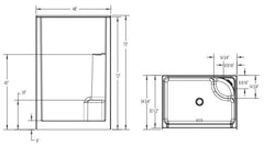 Aquatic 1483OS-LH-WH Aquatic Bath 1-Piece Shower Stall 48 in W x 72 in H Replacement MPN