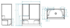 Aquatic 16033P-WH Aquatic Bath 60 X 34 X 72 Three Piece Shower Unit Replacement MPN