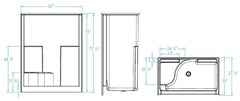 Aquatic 1603STSL-WH Shower with Left Hand Seat, Center Drain, 60 x 36 x 76 Inches, White