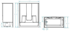 Aquatic 2603SG-LH-BI 60 x 33-1/4 x 73-1/4 Tub and Shower Module