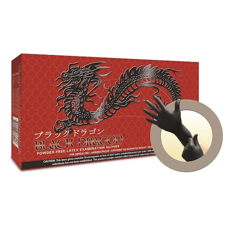 MICROFLEX Microflex BD-1003-PF Black Dragon Powder Free Black Latex Gloves Large Box of 100