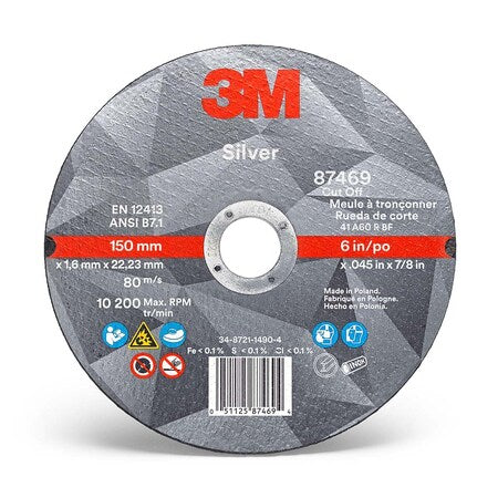 3M 3M 7010412152 Silver Cut-Off Wheel Ceramic Grain 36 Grit Time T1 6 Inches x 7/8 Inches Lot of 50