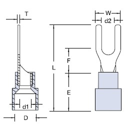 ABB ABB TV10-8F-XV Catamount 12 to 10 AWG #8 Stud Yellow Electrotinned Copper Vinyl Insulated Fork Terminal