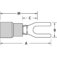 ABB 14RB-10FCP Thomas & Betts 18-14 AWG #10 Blue Insulated Vinyl Fork Terminal