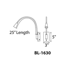 WAC LIGHTING Wac Lighting BL-1630-BK Stretch LED Swing Arm 9W 29 Inch 1 Light