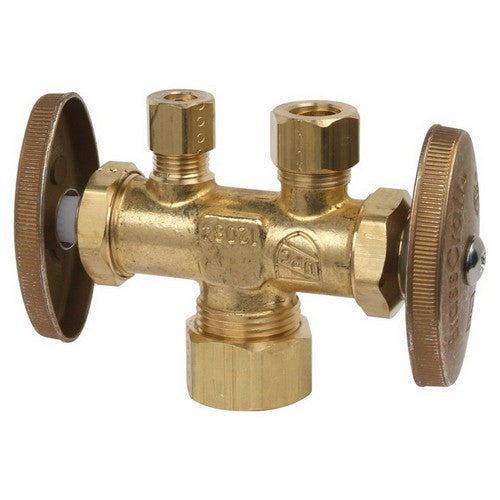BRASSCRAFT BrassCraft CR1900DVXR Shut-Off Stop-Compression Inlet Rough Brass Dual Outlet