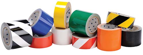 BRADY Brady 104373 ToughStripe Floor Marking Tape Roll - Polyester, Solid Color, Red, 4 x 100’