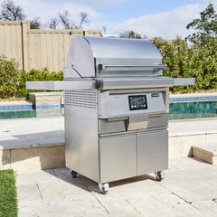 Coyote C1P28-FS Coyote 28 Inch Freestanding 304 Stainless Steel Pellet Grill with Cart
