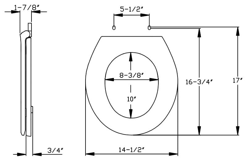 CENTOCO Centoco 200-102 Toilet Seat Closed Front 14-1/2 inches x 17 inches