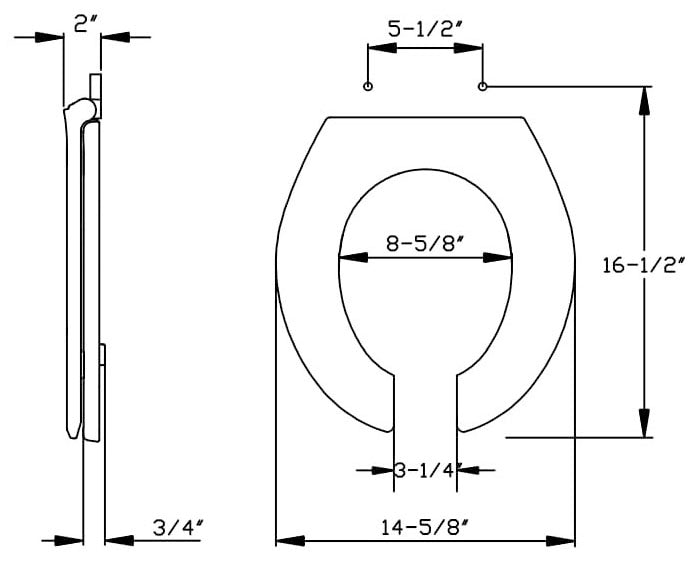 CENTOCO Centoco 460STS-001 Toilet Seat Open Front Round Heavy Duty