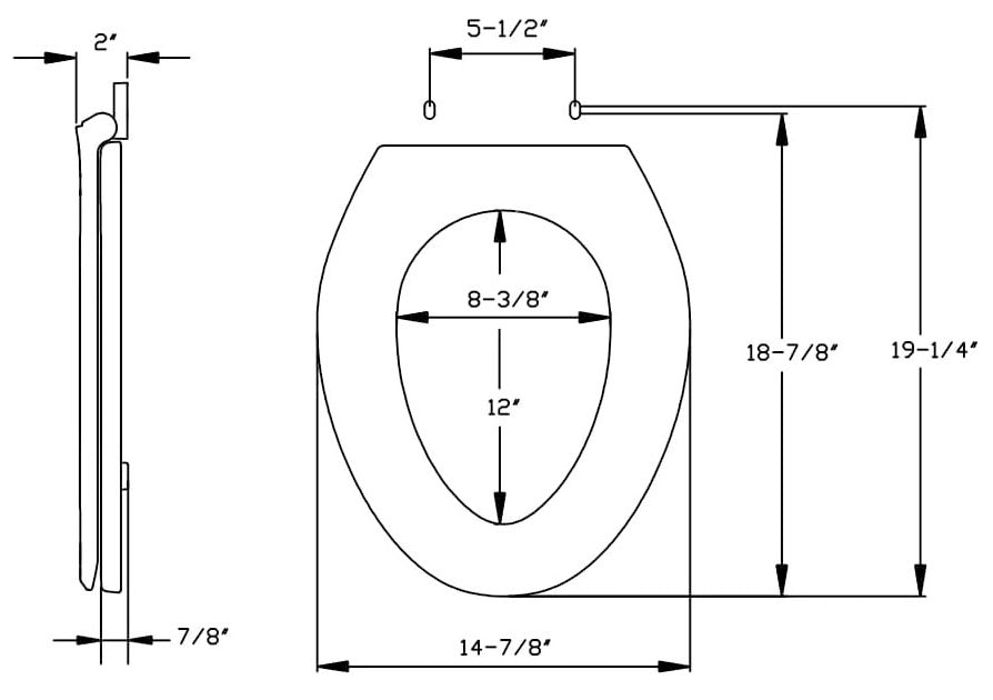 CENTOCO Centoco 600-102 Toilet Seat Closed Front Elongated Light Duty Replacement MPN