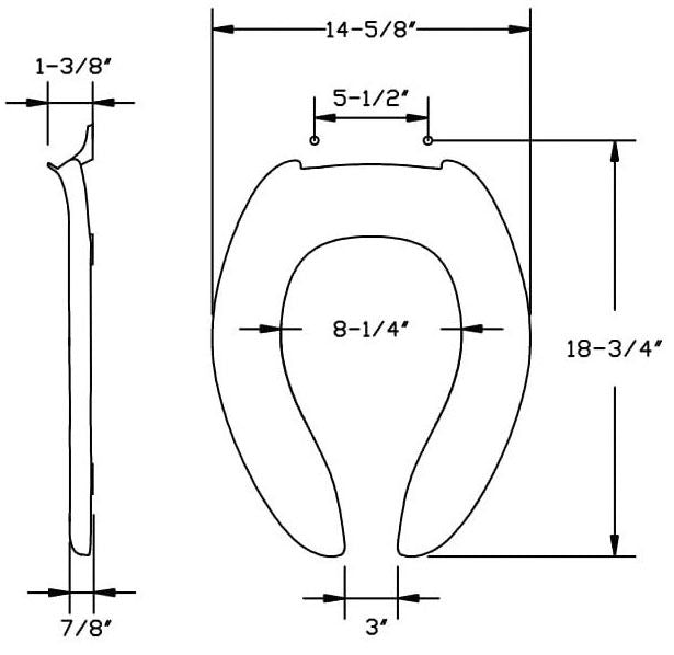 CENTOCO Centoco 630-001 Toilet Seat Open Front Elongated Standard Light Duty