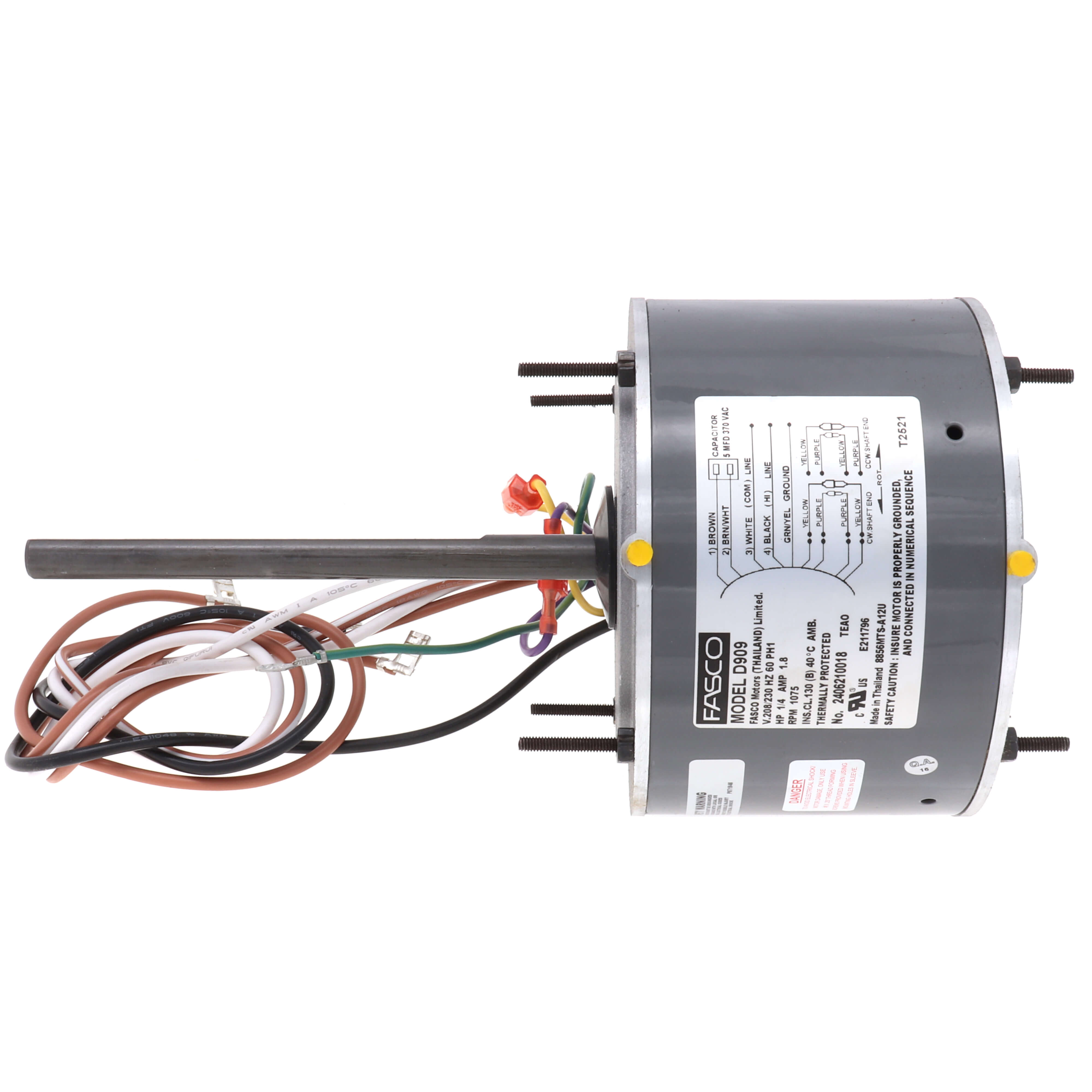 GENTEQ MOTORS Fasco D909 Condenser Fan Motor 1/4 HP 1075 RPM 208-230V