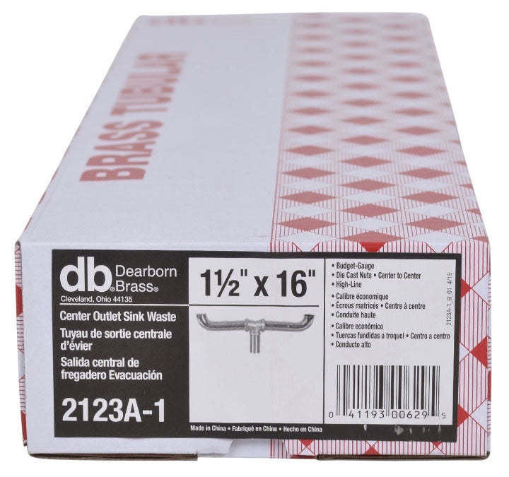 DEARBORN Dearborn Brass 2123A-1 Tubular Center Outlet Waste 1-1/2 Inch 16 Inch Replacement MPN