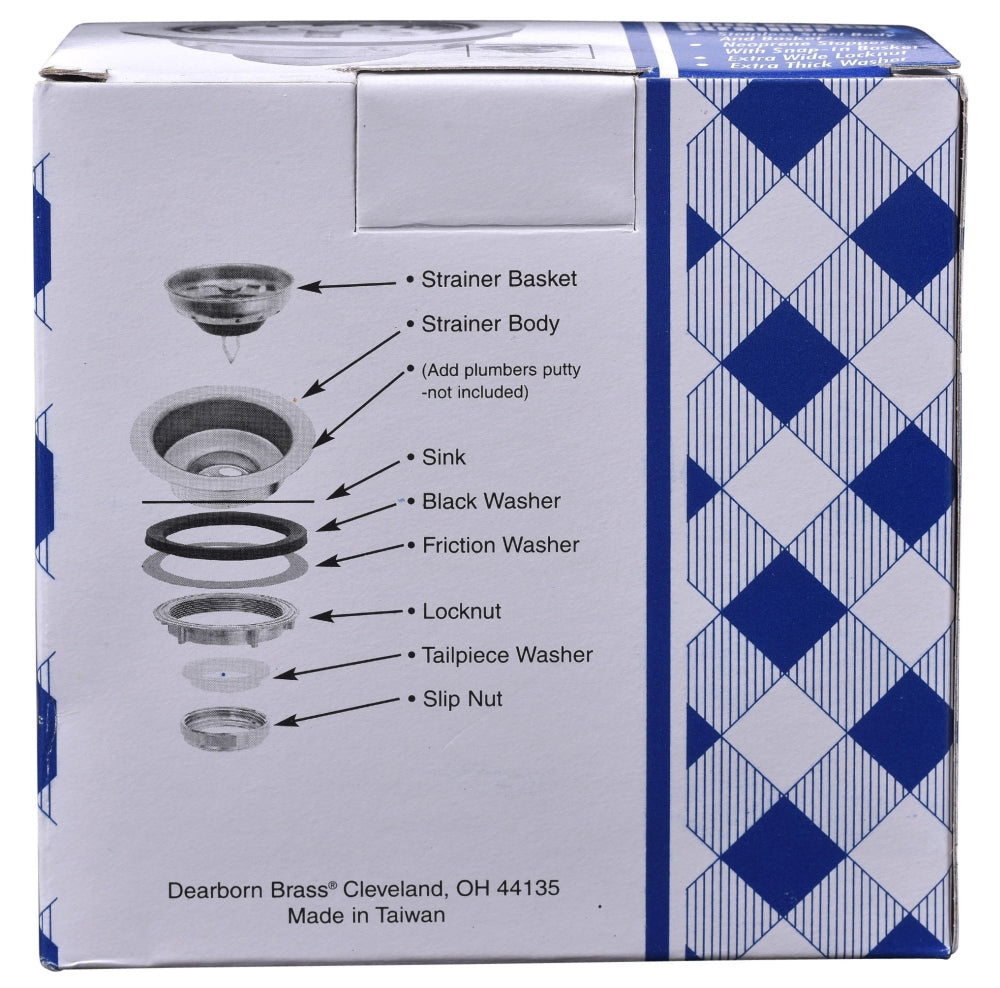 DEARBORN Dearborn 6 Sink Basket Strainer Standard Threaded Body Chrome-Plated