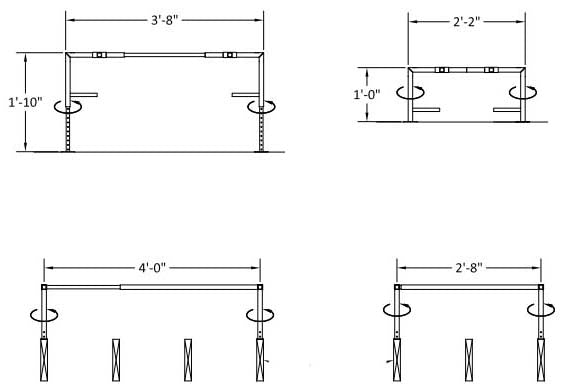 QUICK-SLING Quick-Sling QSTD1000 Quick Stand, 500 lb. Maximum Capacity, 14-Gauge Square Tubing, Secondary Pan Shelf, Adjustable in 3 Dimensions for Flexibility