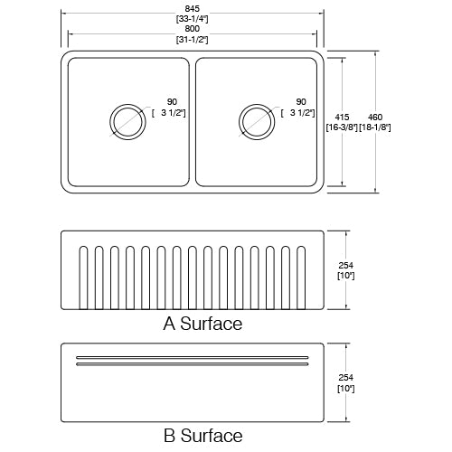 DAKOTA Dakota Plumbing Products DSE-FCA5050SMGY Fireclay Farmhouse Sink