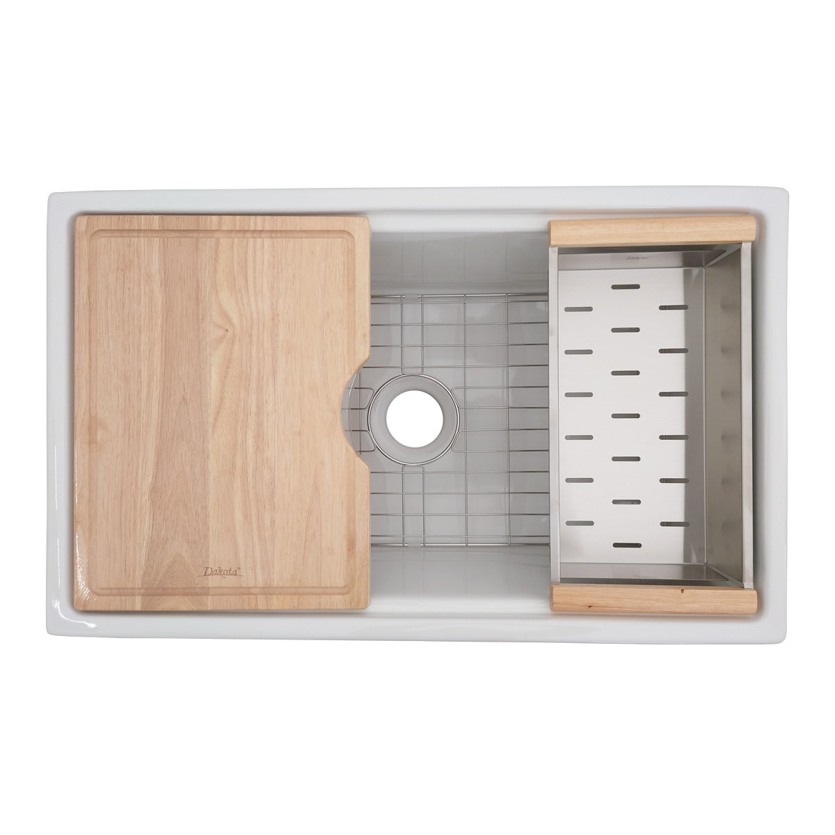 DAKOTA Dakota Plumbing Products DSE-FCAL3320S Fireclay Farmhouse Sink