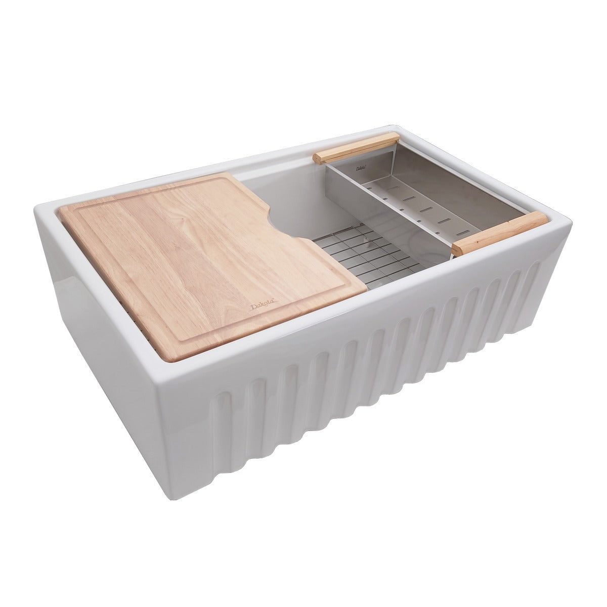 DAKOTA Dakota Plumbing Products DSE-FCAL3320S Fireclay Farmhouse Sink