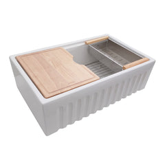 DAKOTA Dakota Plumbing Products DSE-FCAL3320S Fireclay Farmhouse Sink
