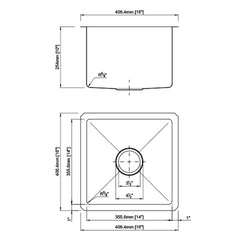 DAKOTA Dakota Plumbing Products DSM-1616CP Undermount Bar Sink