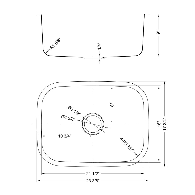 DAKOTA Dakota Plumbing Products DSR-2318 Undermount Kitchen Sink
