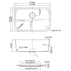 DAKOTA Dakota Plumbing Products DSR-2718 Undermount Kitchen Sink