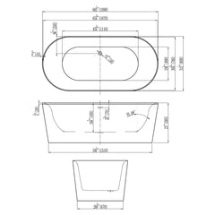 DAKOTA Dakota Plumbing Products DST-FSOCB00W-60 Freestanding Bathtub
