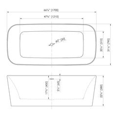 DAKOTA Dakota Plumbing Products DST-FSRCC00W-67 Freestanding Bathtub