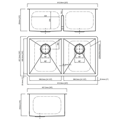 DAKOTA Dakota Plumbing DSZ-5050LDSV 50/50 Undermount Kitchen Sink Silver