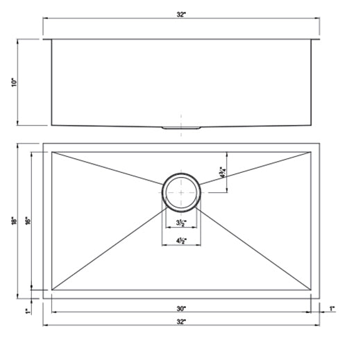 DAKOTA Dakota Plumbing DSZ-3218CP Kitchen Sink Copper 32x18