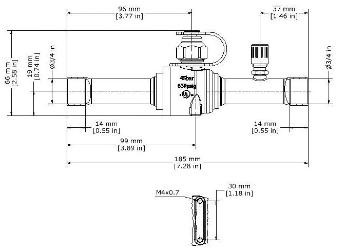 DANFOSS Danfoss 009G8054 3/4 x 3/4, ODF Soldered x ODF Soldered, 650 PSI, Stainless Steel Ball, Brass Body, Straightway, Bi-Flow, Shut-Off, Ball Valve