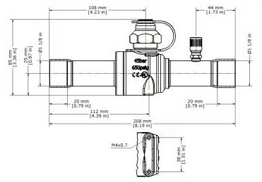 DANFOSS Danfoss 009G8066 1-1/8 x 1-1/8 ODF Soldered x ODF Soldered Ball Valve 650 PSI