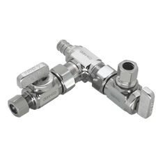 DAHL Dahl Valve EPX3-6001 Mini-Ball Valve Dual Shut-Off 1/2 Crimpex x 3/8 OD Comp x 3/8 OD Comp