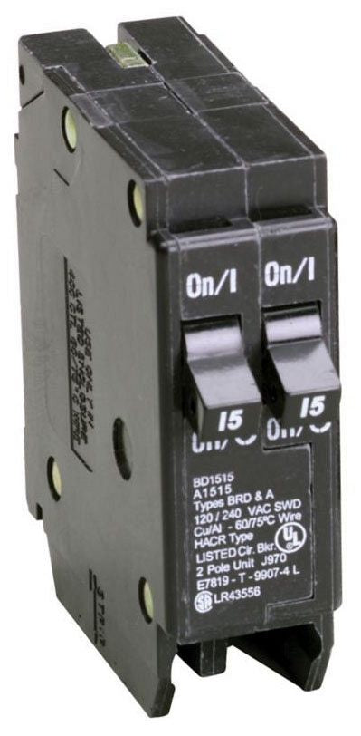 EATON EATON BD1515 Type BD Duplex Circuit Breaker 120 VAC (2) 15 A 10 kA Interrupt