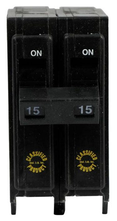 EATON Eaton CHQ215 #14 - 8 and #14 - 10 AWG Wire Size 240 Volt 15 Amp 10 kaic 2-Pole Classified Circuit Breaker