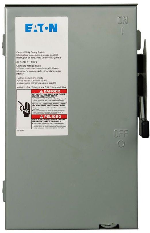 EATON Eaton DG321URB Switch Saf Duty Genl 240VAC 30A TPST 3 3