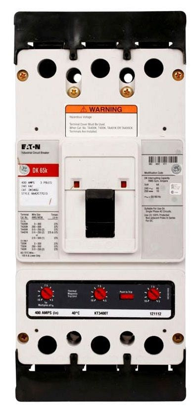 EATON Eaton DK3400 - DK Series Molded Case Circuit Breaker 240 VAC 250 VDC 400 A 10/65 kA Interrupt