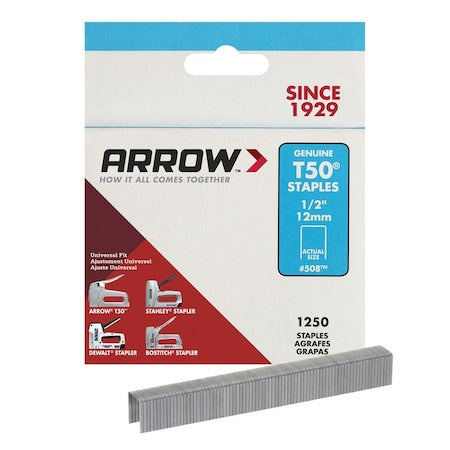 ARROW FASTENER Arrow Fastener 50824 Heavy Duty Staple Flat Crown 1/2in Leg x 3/8in Width 6250pc