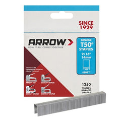 Arrow Fastener 50924 T50 Series Flat Crown Staple, 3/8 Crown, 9/16 Leg